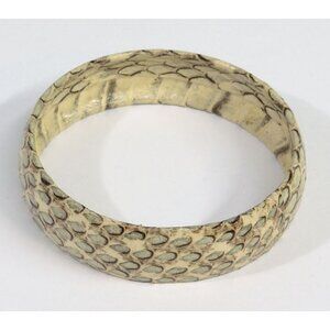 Vintage Snakeskin 8" Bangle Bracelet '90s Deadstock - Reptile Leather Cream/Gray